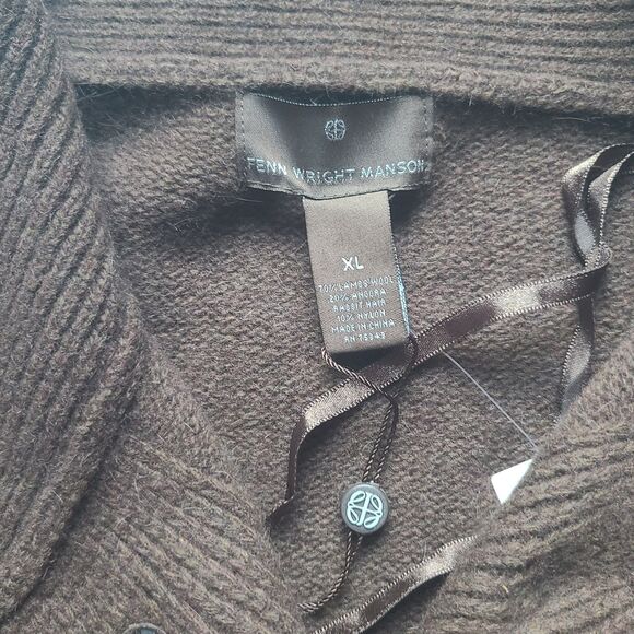 Fenn Wright Manson Cardigan Sweater Sz XL Brown Lambswool Angora Buttons NEW - Picture 9 of 9